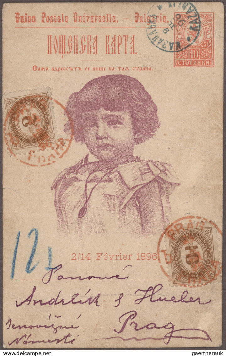 Österreich: 1894/1918, PRAGER POSTAMT 1 in ROT, Spezial-Sammlung von ca. 80 Bele