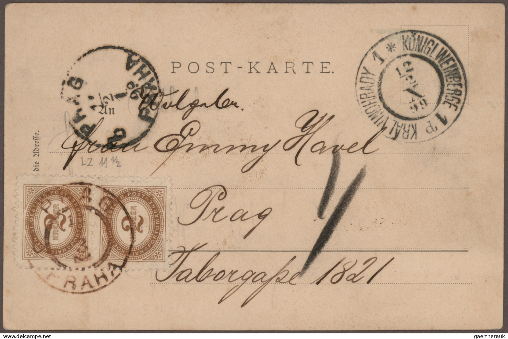 Österreich: 1894/1918, PRAGER POSTAMT 1 in ROT, Spezial-Sammlung von ca. 80 Bele