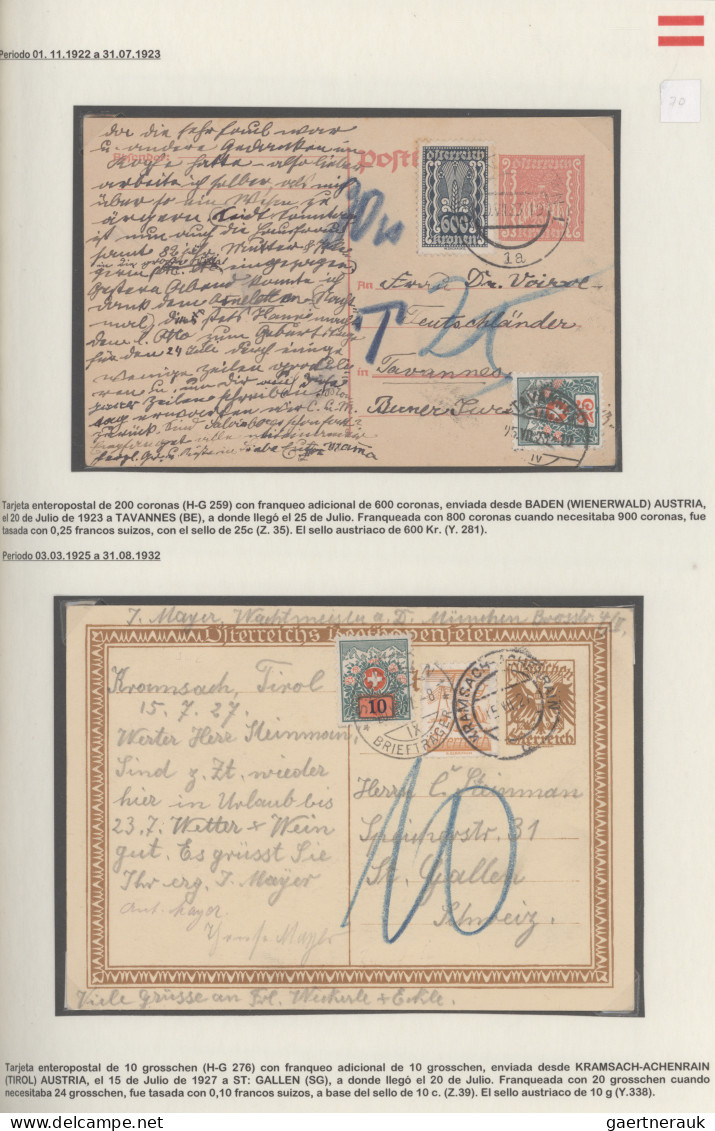 Österreich: 1920/1938 Kollektion Von 18 Ungenügend Frankierten Briefen, Postkart - Colecciones