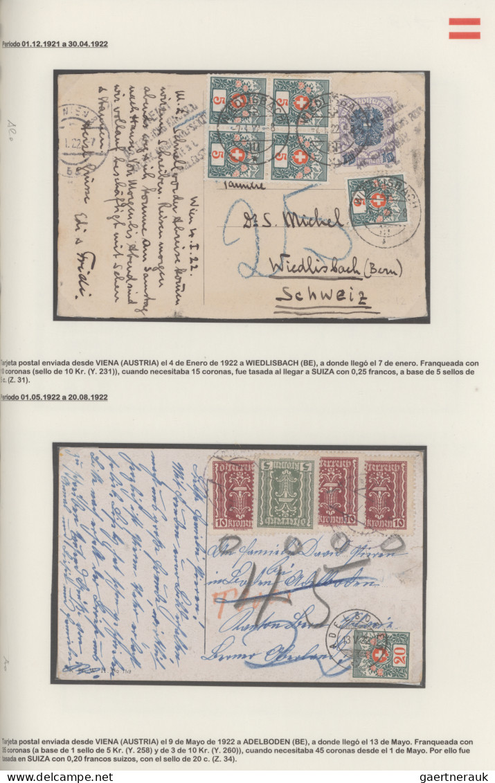 Österreich: 1920/1938 Kollektion Von 18 Ungenügend Frankierten Briefen, Postkart - Colecciones