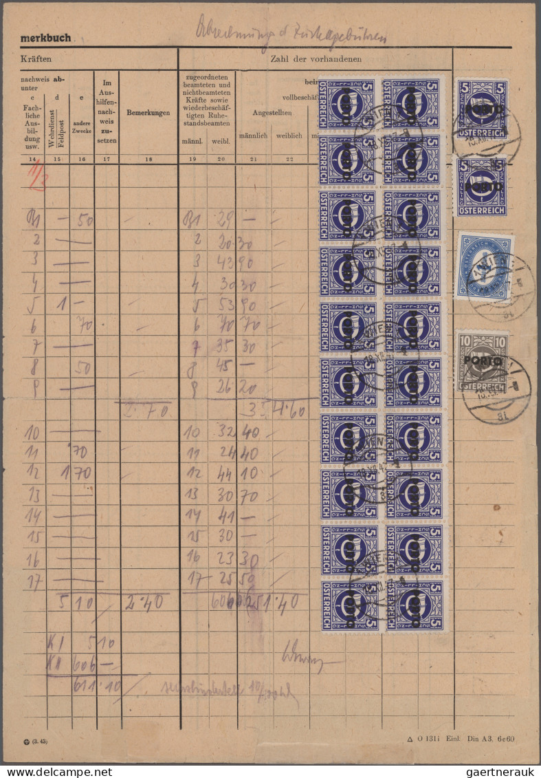 Österreich - Portomarken: 1945/1949, Sammlung Der Verschiedenen Portomarken-Ausg - Strafport