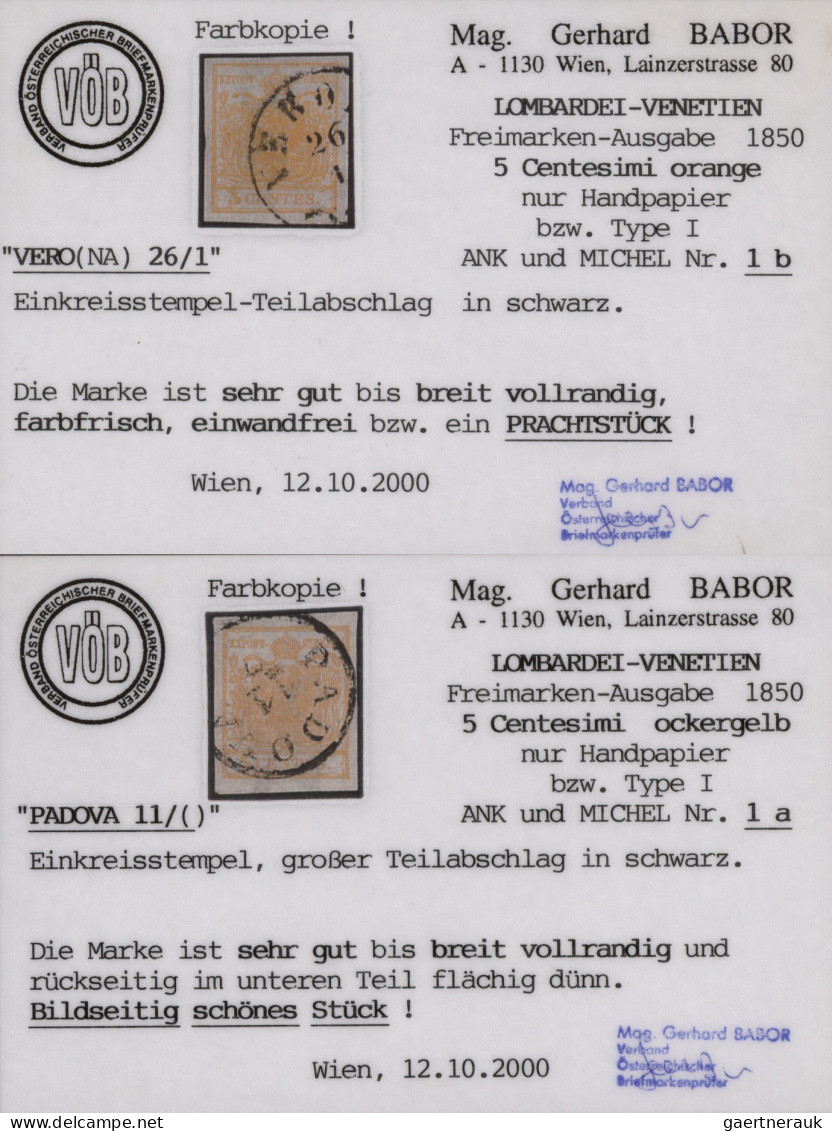 Österreich - Lombardei Und Venetien: 1850, 5 Cent., Zusammenstellung Von 5 Einze - Lombardo-Vénétie