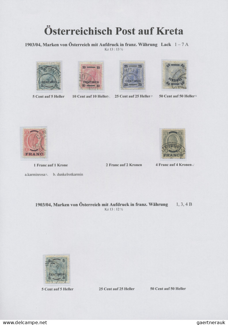 Österreichische Post Auf Kreta: 1903/1914, Saubere Sammlung Meist Gestempelt Auf - Levante-Marken