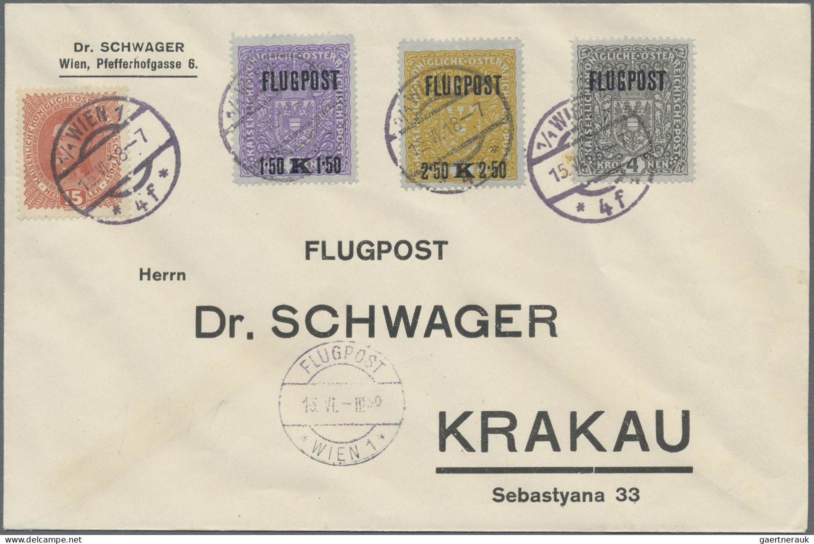 Österreich - Flugpost: 1918/1938, Saubere Partie Von 25 Flugpost-Briefen Und -Ka - Autres & Non Classés