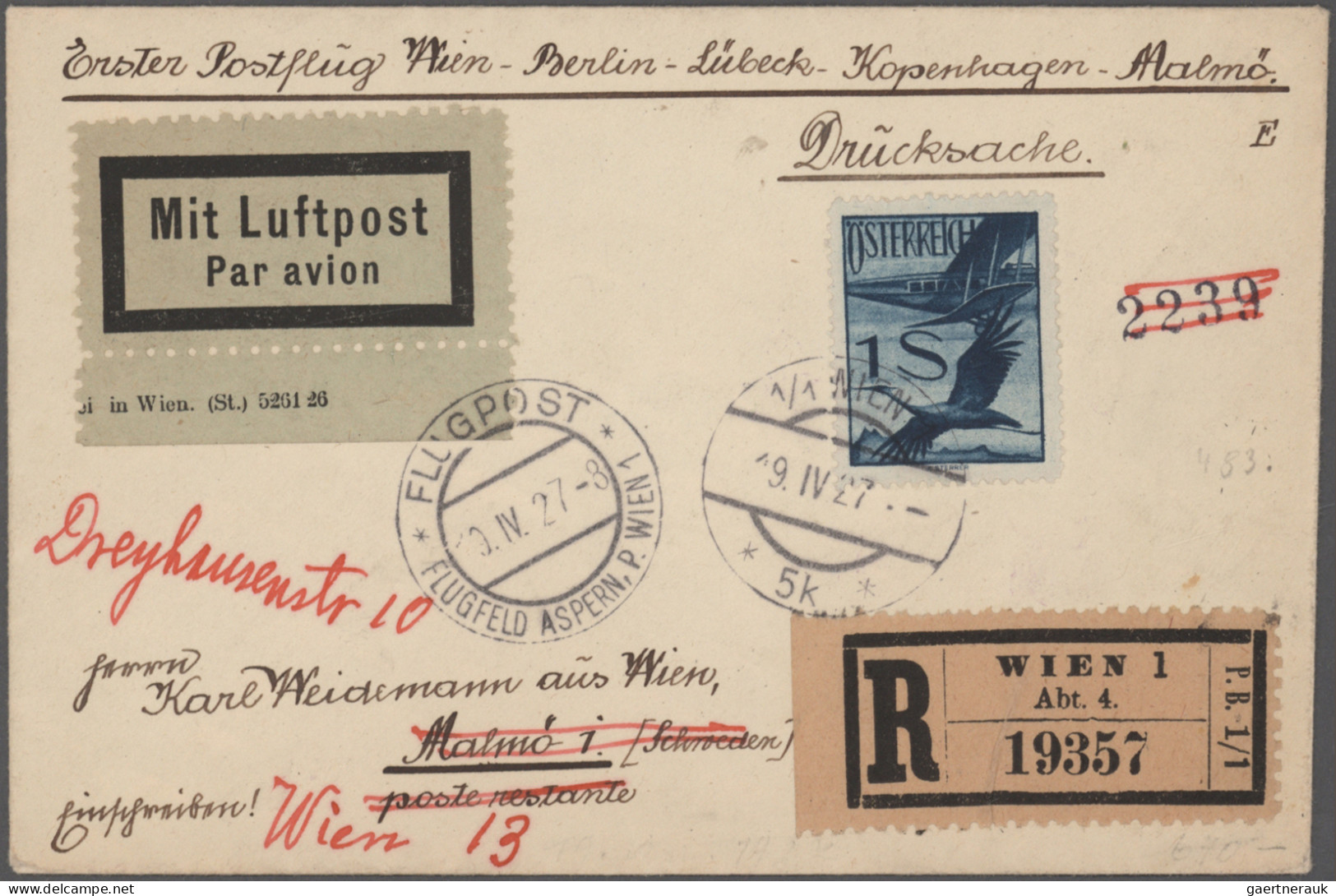 Österreich - Flugpost: 1922/1962, Sammlung Von 41 Flugpostbelegen (rs. Meist Mit - Autres & Non Classés