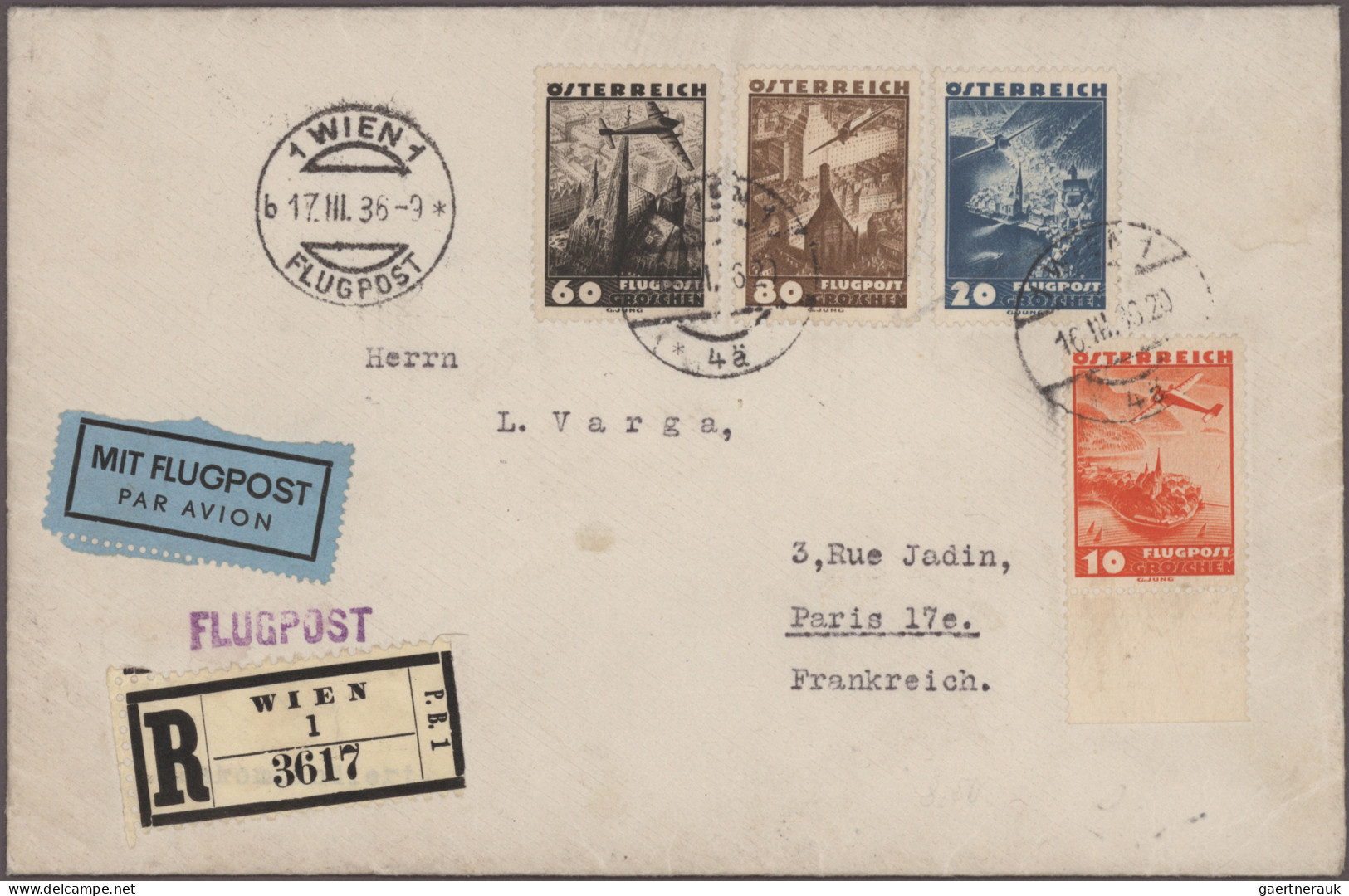 Österreich - Flugpost: 1929/1937, Partie Von Sieben Dekorativen Flugpostbriefen, - Other & Unclassified