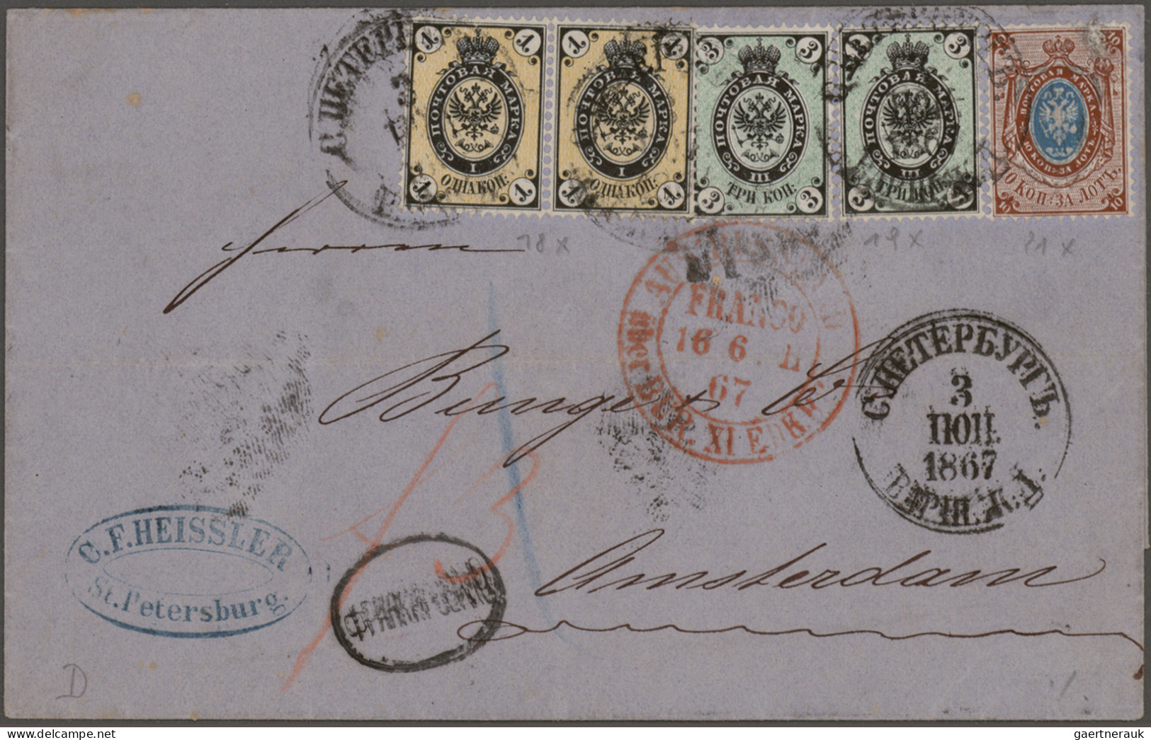 Russia: 1854-1883: Collection of 22 covers and postcards including 16 items from