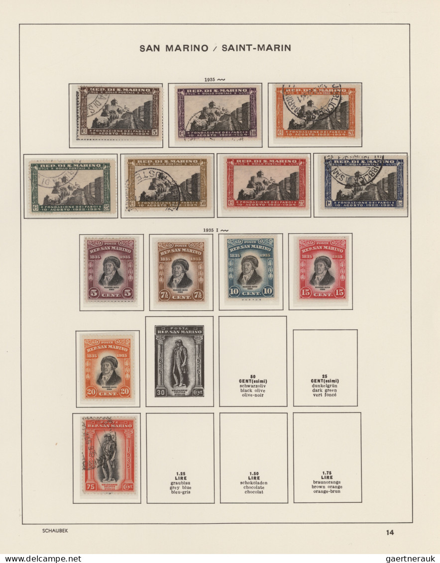 San Marino: 1877/1989, Comprehensive Collection On Schaubek Pages In A Binder Wi - Oblitérés