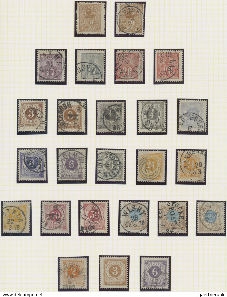 Sweden: 1855/1886, Mainly Used Collection Of 49 Stamps On Album Pages From Skill - Gebruikt