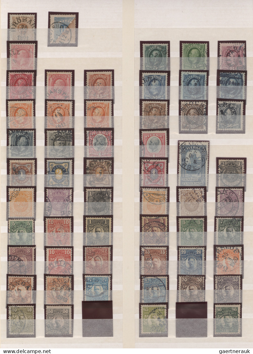 Sweden: 1855/1990 (approx.), Interesting And Well-stocked Collections From The F - Briefe U. Dokumente