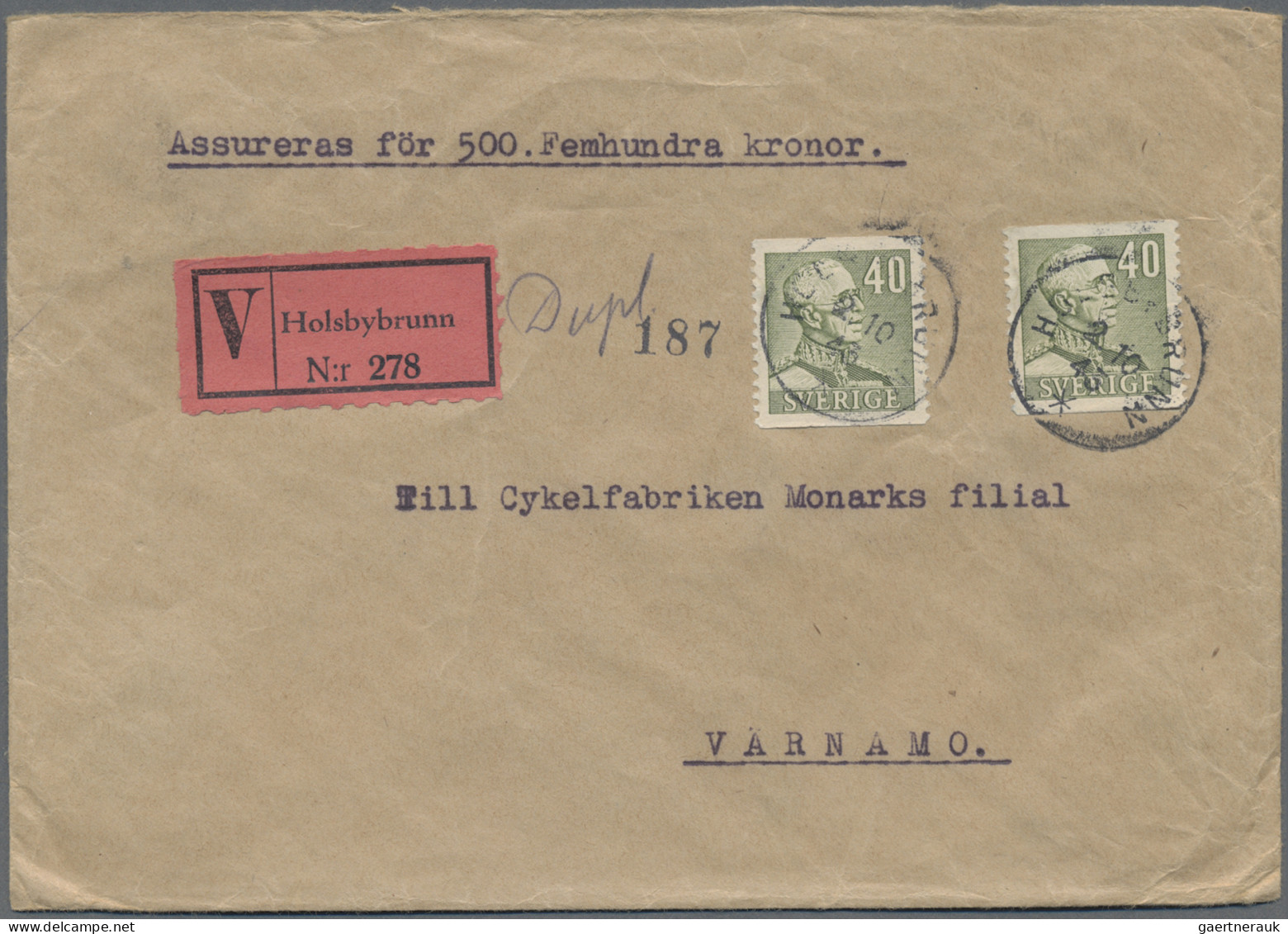 Sweden: 1877/1988, Balance Of Apprx. 280 Covers/cards Incl. Registered, Censored - Lettres & Documents