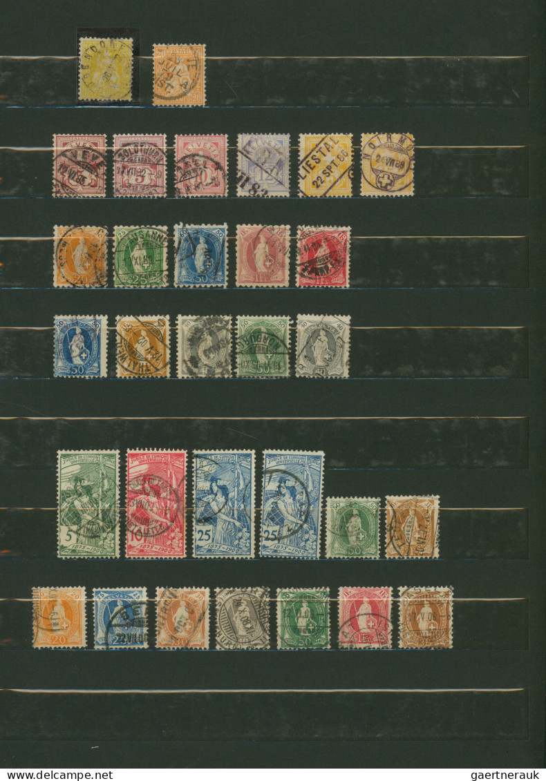 Schweiz: 1854/1910 (ca.), Gestempelte Sammlung Von 66 Marken Und Zehn Belegen, E - Verzamelingen