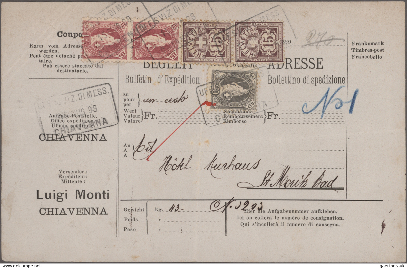 Schweiz: 1878/1950, Lot Mit Ca. 110 Briefen/Karten Und Ganzsachen Schwerpunkt Vo - Verzamelingen