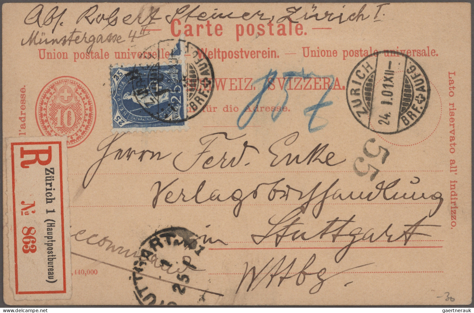 Schweiz: 1878/1950, Lot Mit Ca. 110 Briefen/Karten Und Ganzsachen Schwerpunkt Vo - Lotti/Collezioni