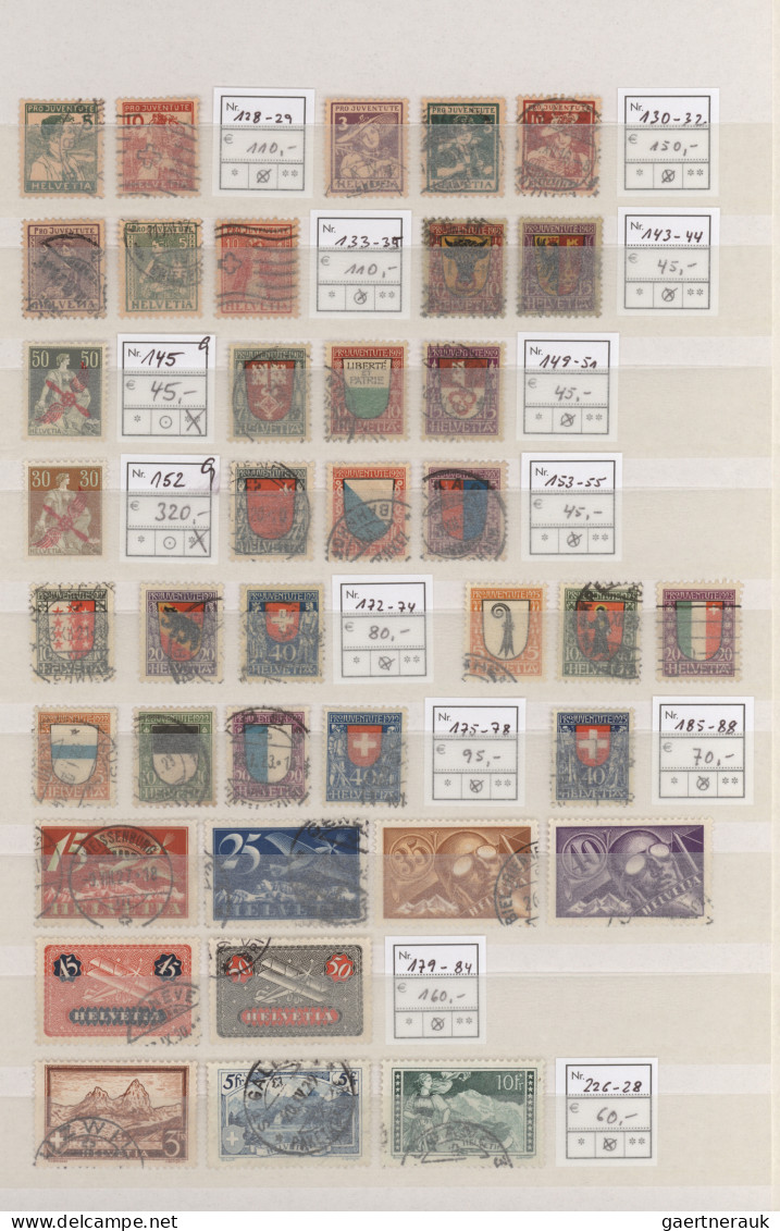 Schweiz: 1915/1959, Sauber Gestempelte Bzw. Auch Postfrische Sammlung Mit Etlich - Lotti/Collezioni