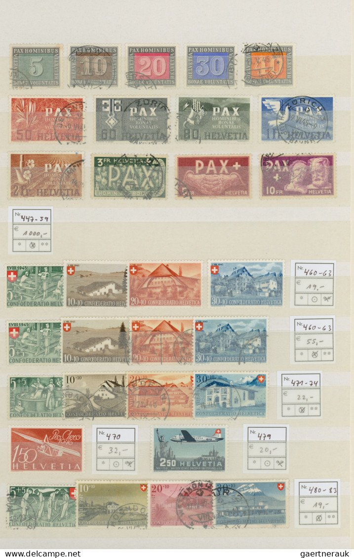 Schweiz: 1915/1959, Sauber Gestempelte Bzw. Auch Postfrische Sammlung Mit Etlich - Lotes/Colecciones