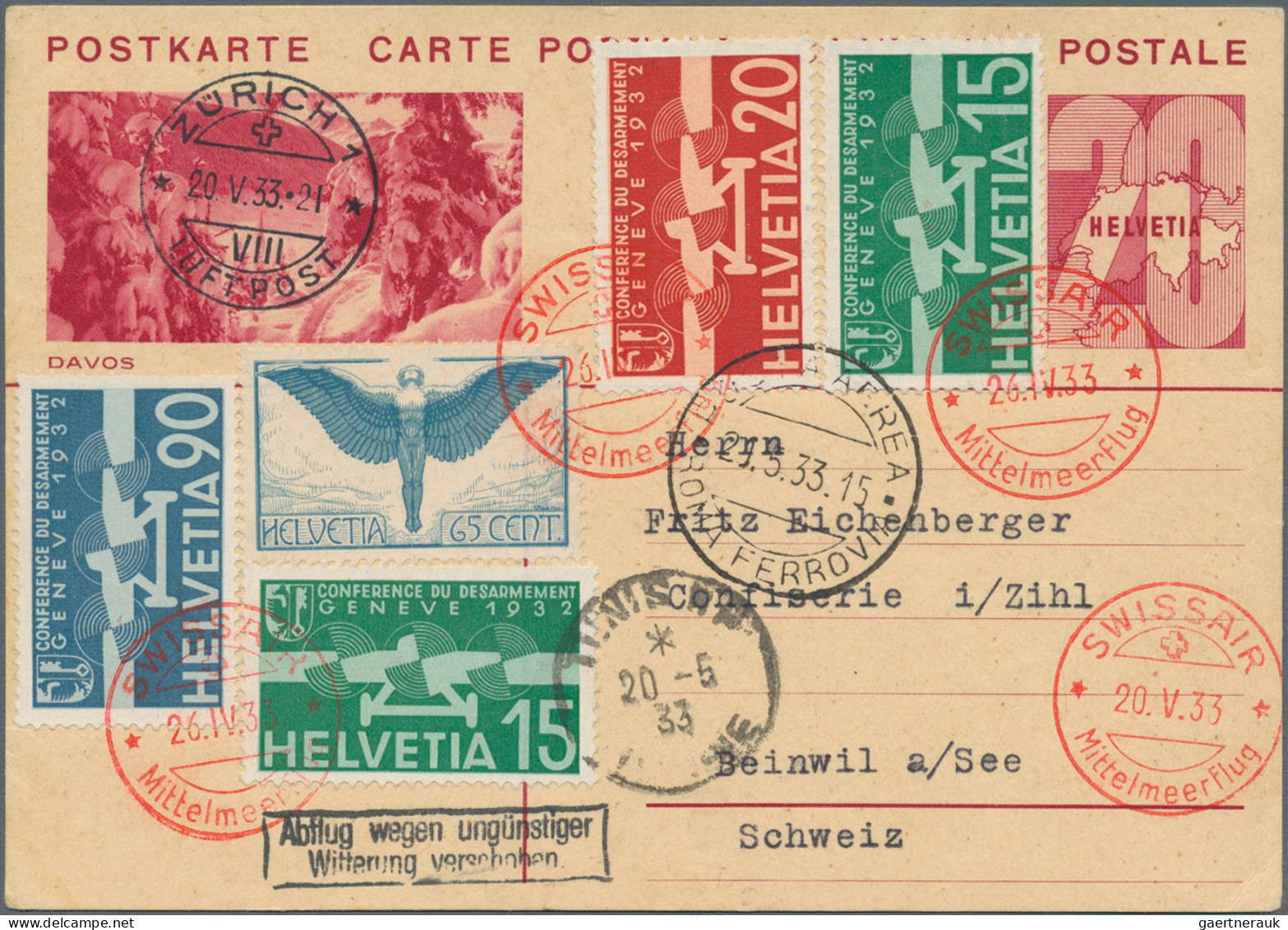 Schweiz: 1924/1949, Partie Von 31 Briefen Und Karten Mit Erst- Und Sonderflügen, - Sammlungen