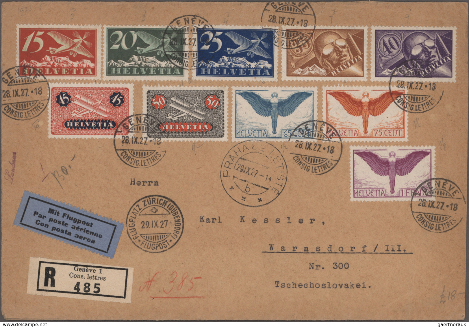 Schweiz: 1925/1946 FLUGPOST: 32 Briefe Und Karten Mit Luft- Bzw. Flugpost, Dabei - Collections