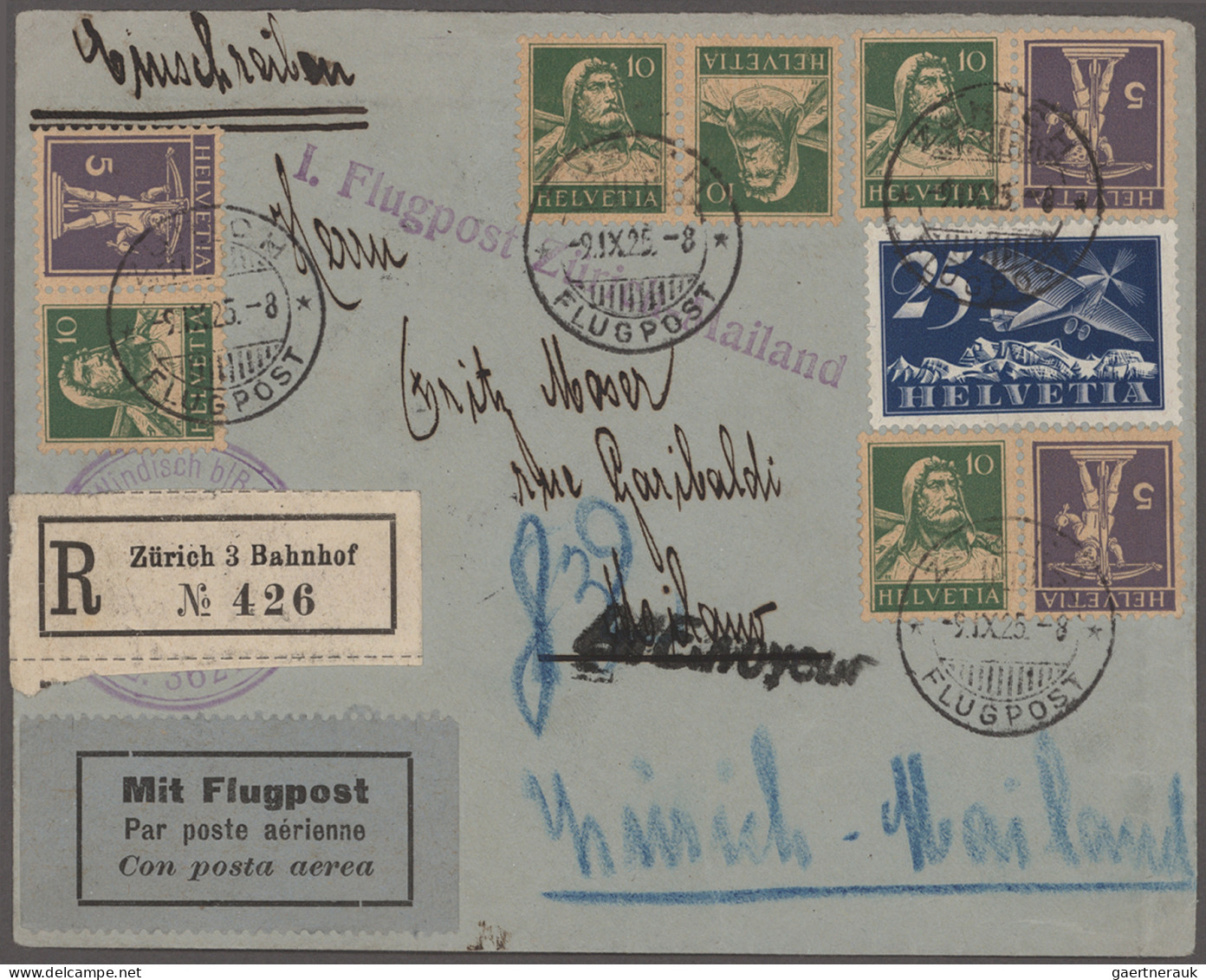 Schweiz: 1925-1940: Acht Verschiedene Luftpostbelege. - Sammlungen