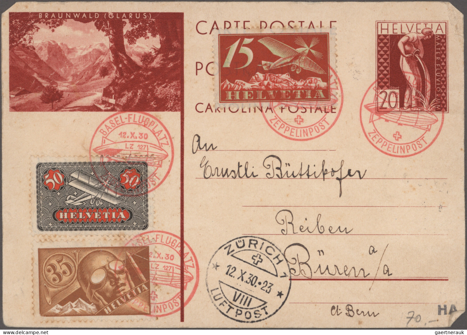 Schweiz: 1925-1957: 12 Luftpostbelege Ab Flugpost Basel-Mannheim 1925, Mit Zeppe - Lotes/Colecciones