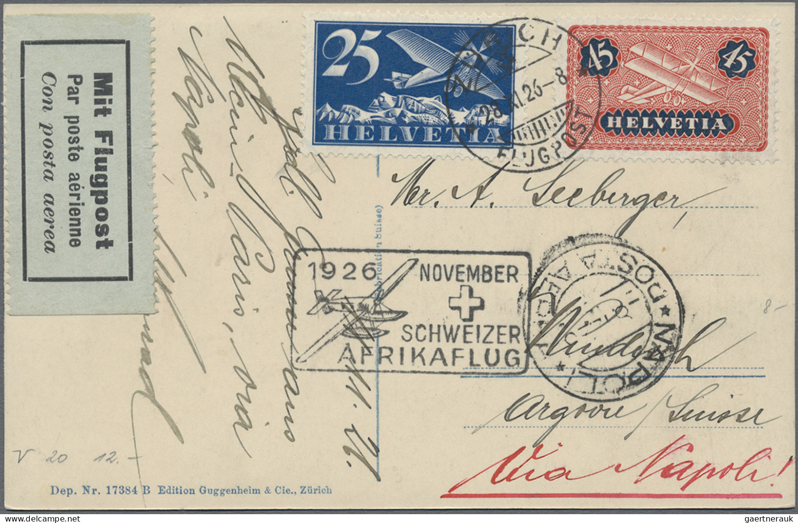 Schweiz: 1926 - 1945, Posten Von 17 Flugbelegen (ein Brief Öffnungsmängel Und Ei - Verzamelingen