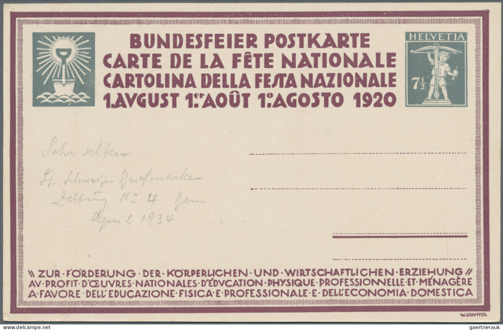 Schweiz - Ganzsachen: 1910-1937 Etwa 90 Bundesfeierkarten Im Album, Dabei "Turne - Postwaardestukken