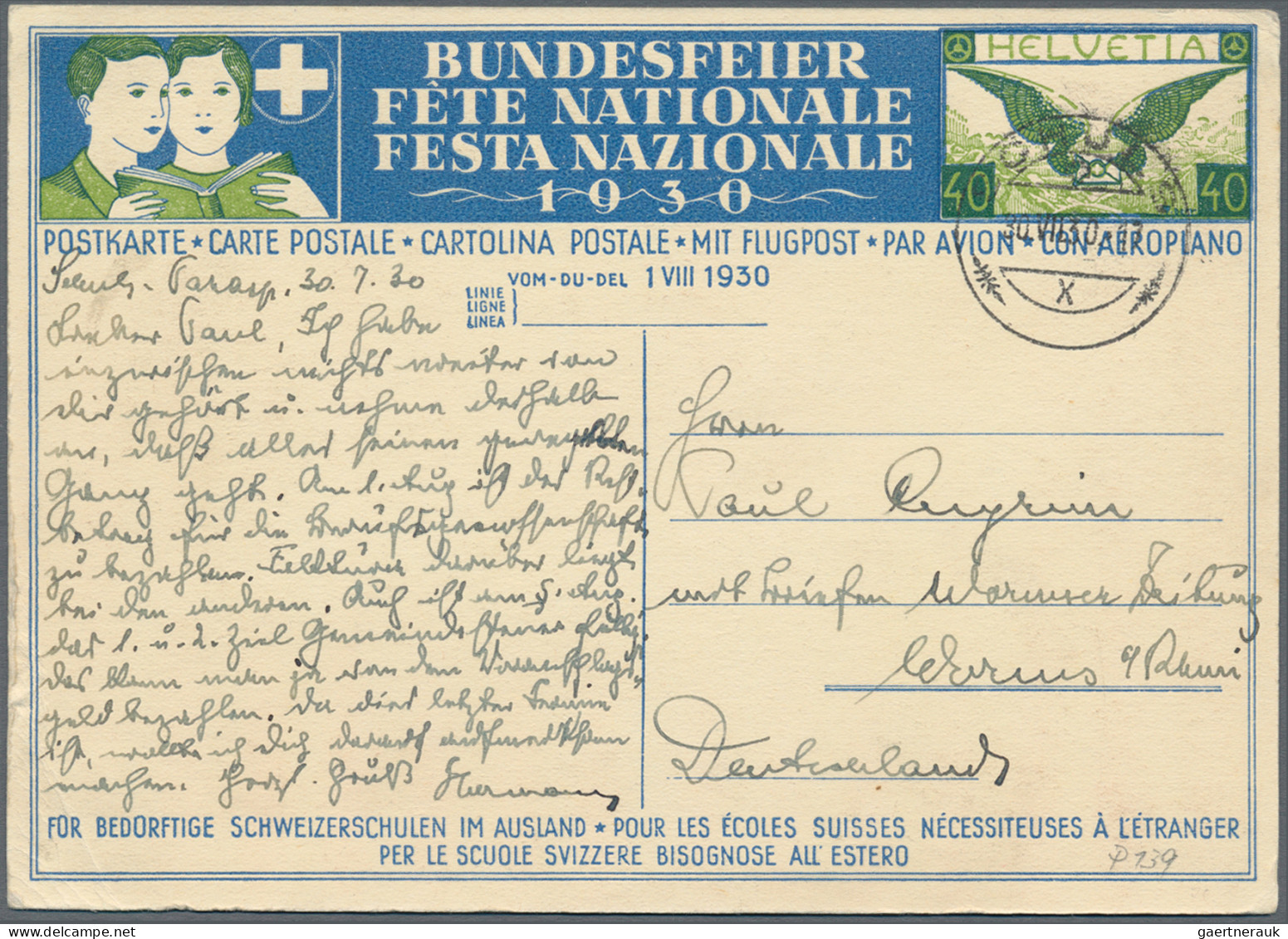 Schweiz - Ganzsachen: 1910-1937 Etwa 90 Bundesfeierkarten im Album, dabei "Turne