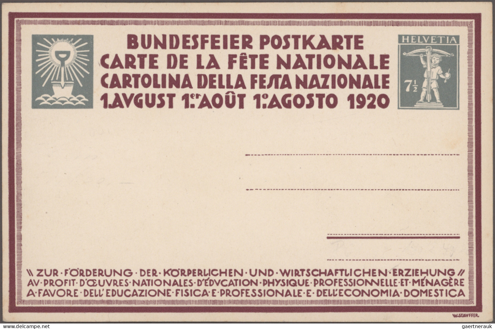 Schweiz - Ganzsachen: 1911-1950 Ca.- Bundesfeierkarten: Sammlung Von über 160 Bu - Postwaardestukken