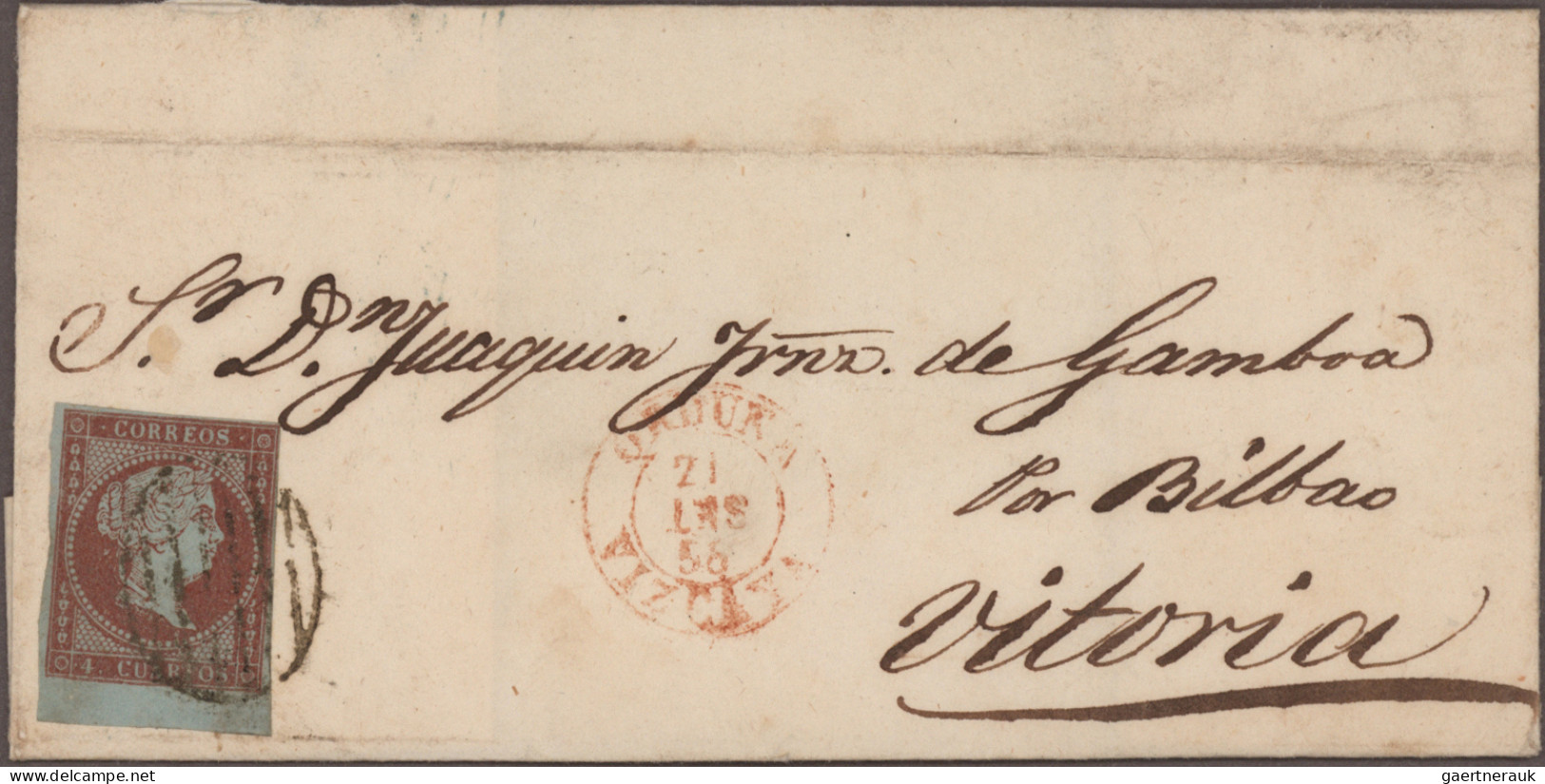 Spain: 1854-1868 Ca.: About 420 Folded Covers Used Inland, All Franked By Stamps - Sonstige & Ohne Zuordnung