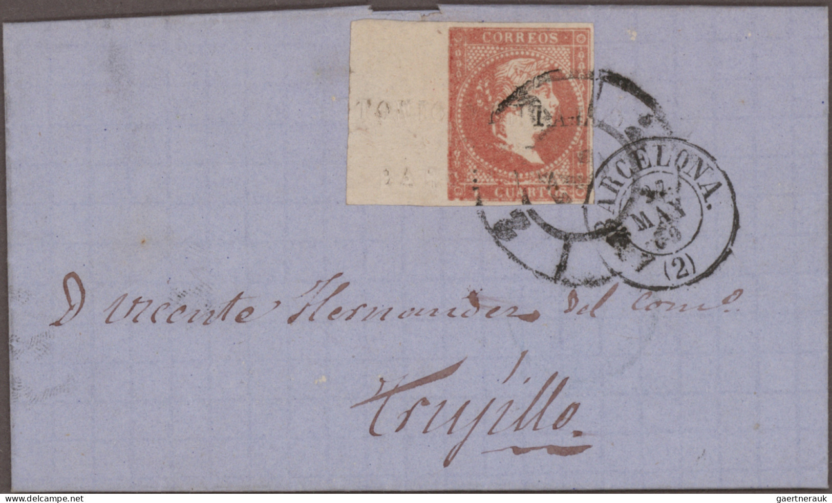 Spain: 1854-1868 ca.: About 420 folded covers used inland, all franked by stamps