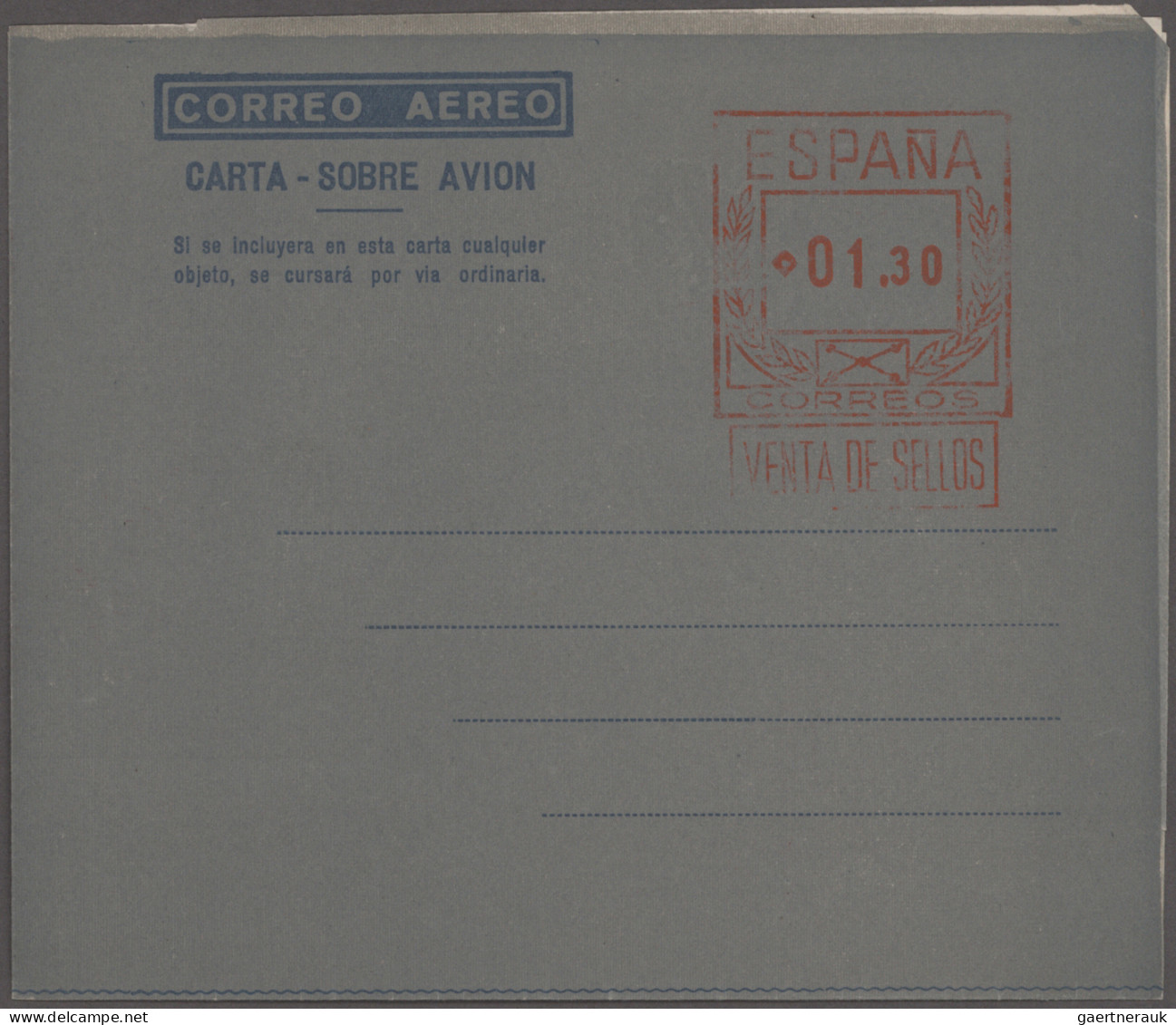 Spain - Postal Stationery: 1947/2002, Collection Of 90 Air Letter Sheets Unused/ - 1850-1931