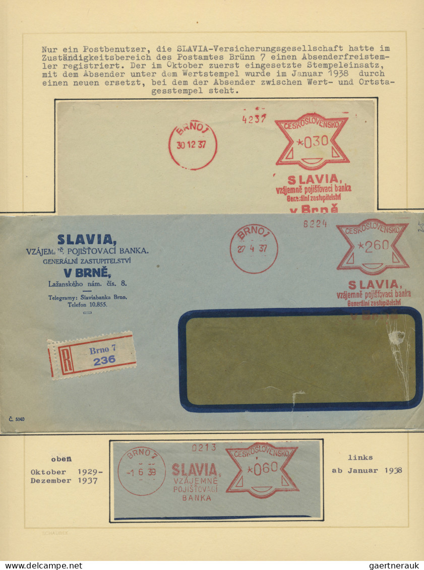 Czechoslowakia: 1929/1939, Meter Marks of BRNO, collection of covers/cards and p