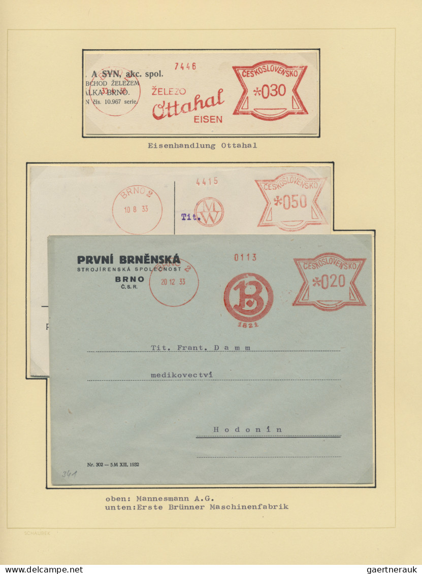 Czechoslowakia: 1929/1939, Meter Marks of BRNO, collection of covers/cards and p