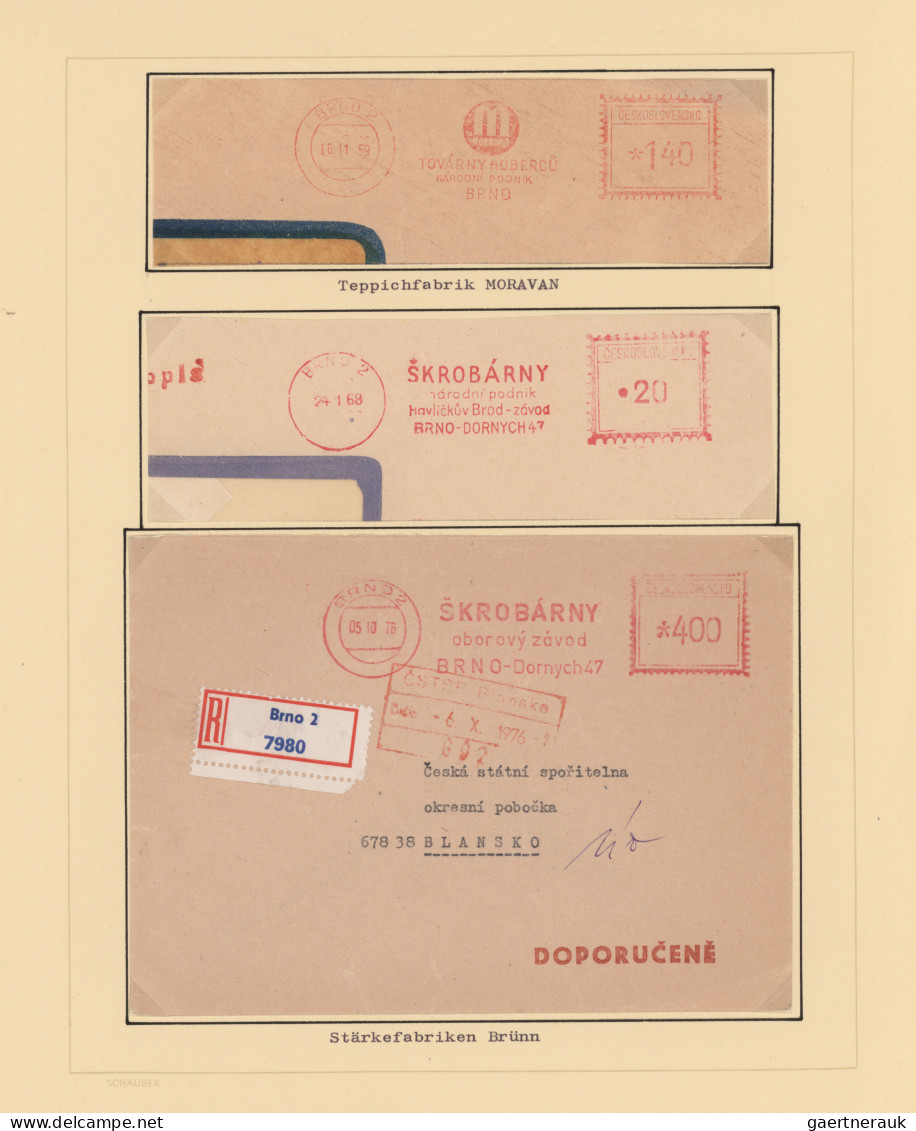 Czechoslowakia: 1945/1994, Meter Marks Of BRNO, Collection Of Covers/cards And P - Briefe U. Dokumente
