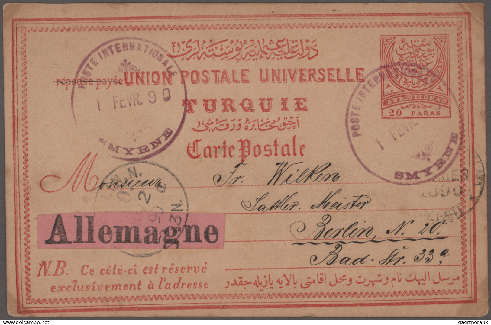 Turkey: 1886/1919 Ca.: 25 Covers, Postcards And Postal Stationery Items, Sent Fr - Lettres & Documents