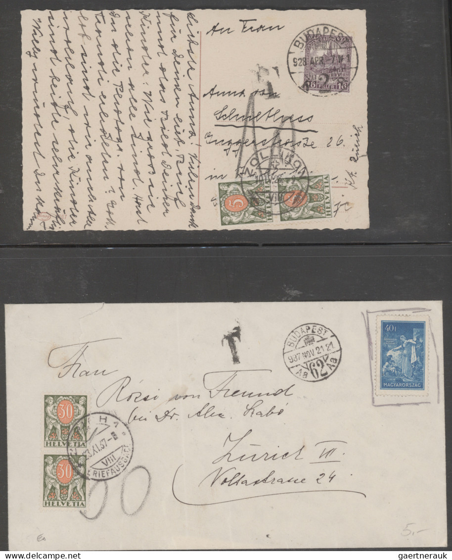 Hungary: 1907/1939: 34 Covers, Picture Postcards And Postal Stationery Items Sen - Brieven En Documenten