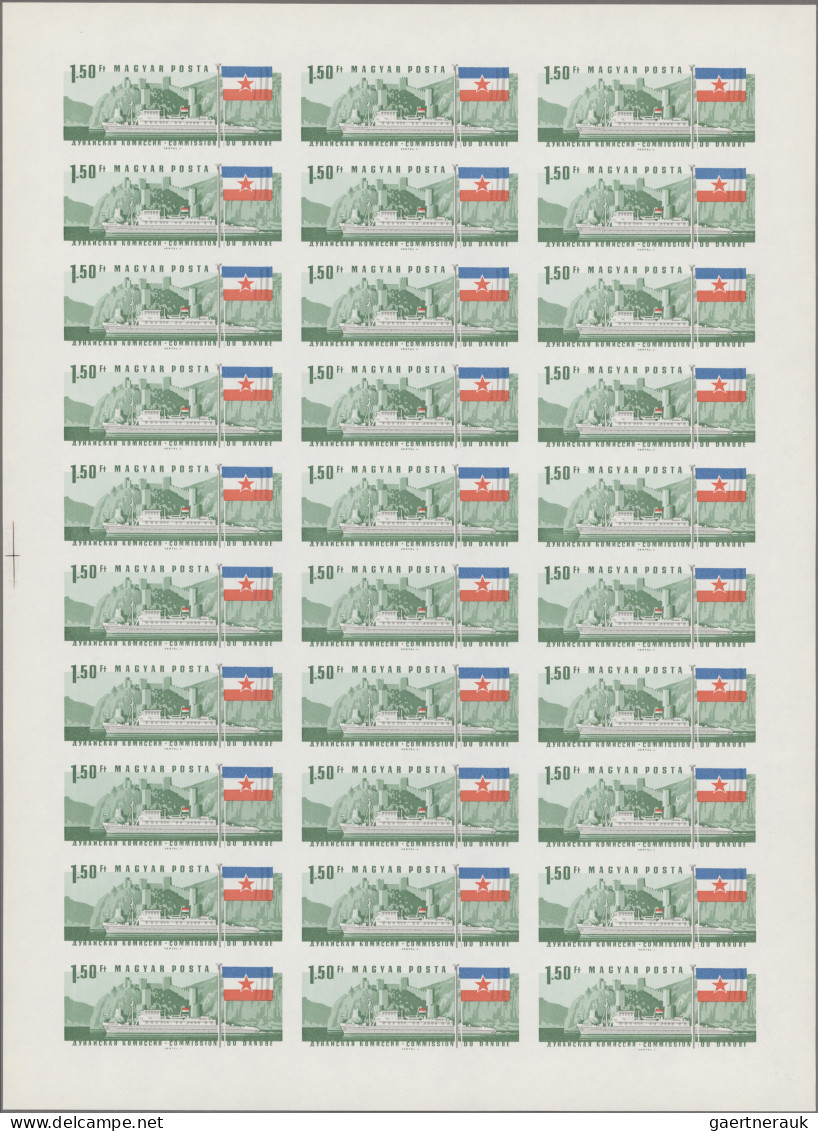 Hungary: 1967, Danube Commission, IMPERFORATE, Complete Set Of Seven Values In F - Neufs