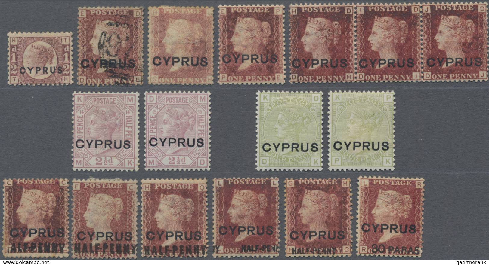 Cyprus: 1880/1881 Group Of 16 Mint And One Used Stamp Of Early Issues Including - Autres