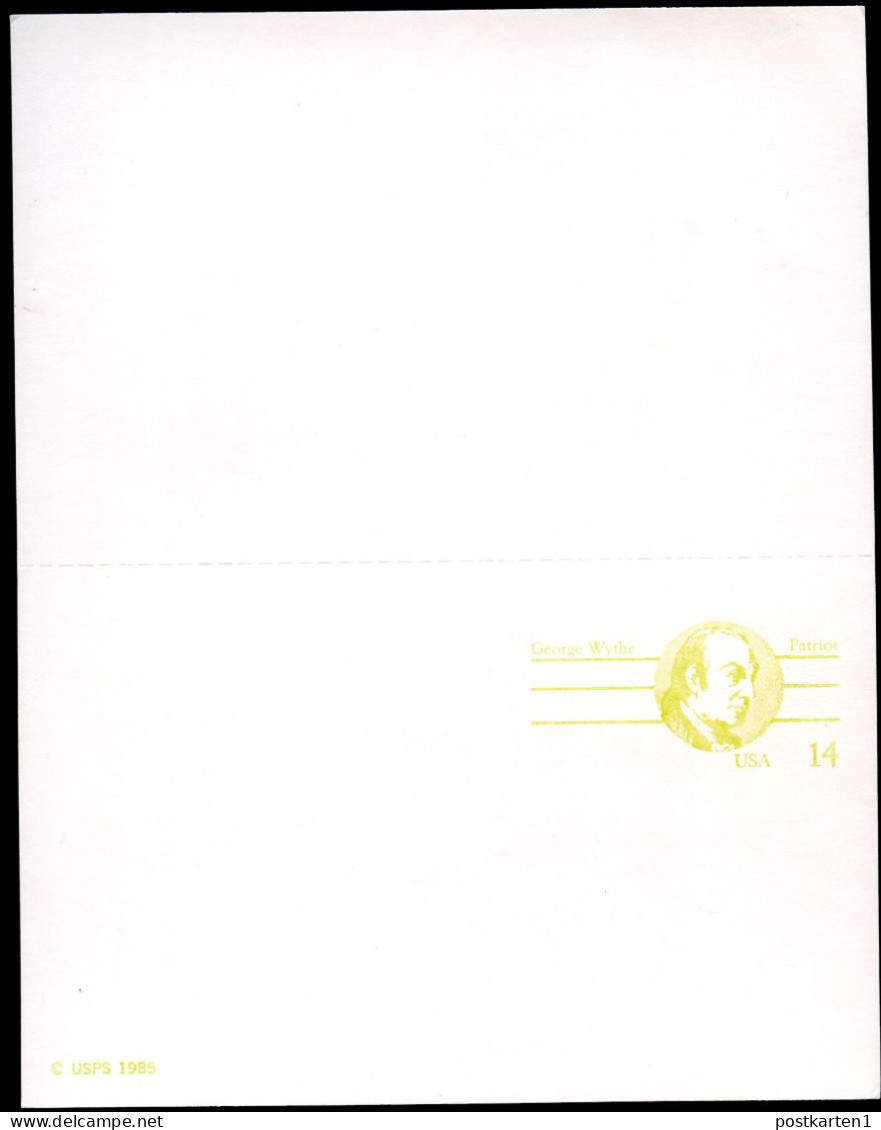 UY37 Postal Card With Reply UNFOLDED Mint Xf 1985 - 1981-00