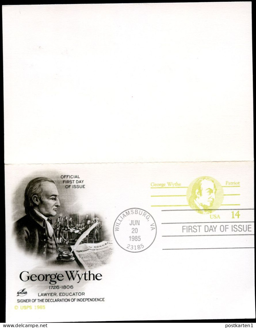 UY37 Postal Card With Reply FDC 1985 - 1981-00