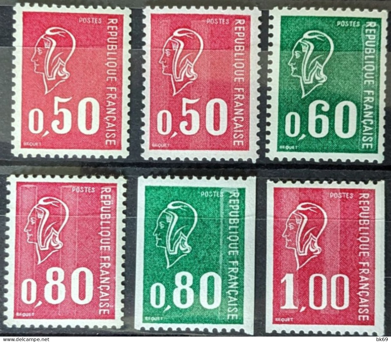 Cote 106 € Tous Les Béquet Avec Les N° Rouge : Série Complète1664b,1664e,1815b,1816c,1894a,1895a** - 1971-1976 Marianne Van Béquet