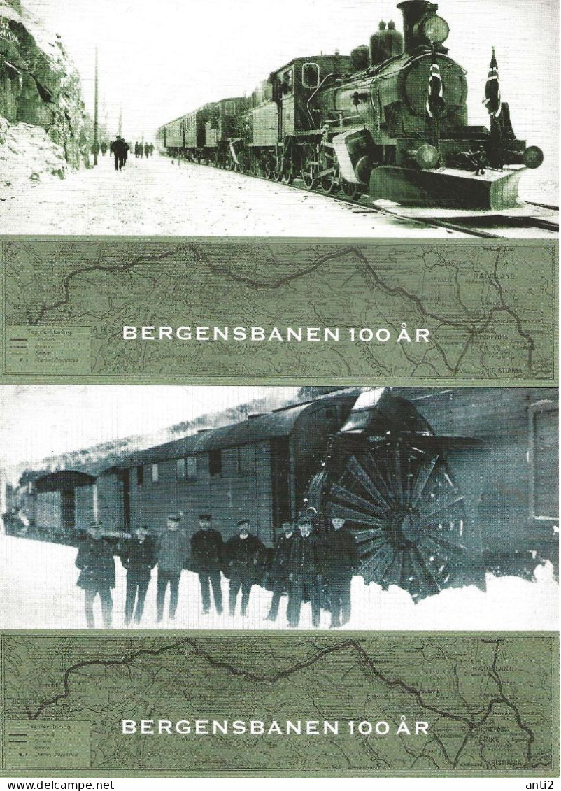 Norway Norge 2009 Train, Locomotive, Railway, Train Of The Bergen,  Two  Car With Imprinted Stamps Wit Train, FDC - Lettres & Documents
