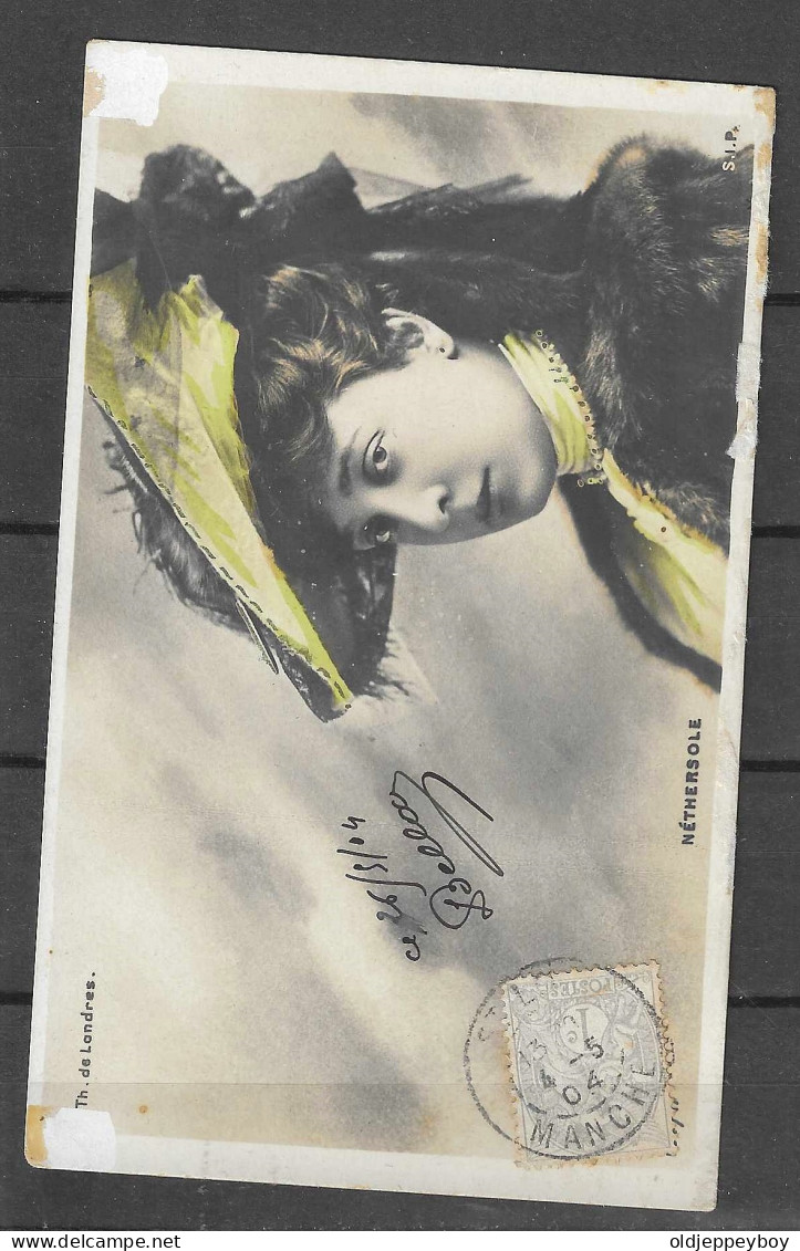 1904 Artiste De Théatre SIGNED 1900 : Olga Nethersole POSTCARD RPPC SIGNED  - Artistes
