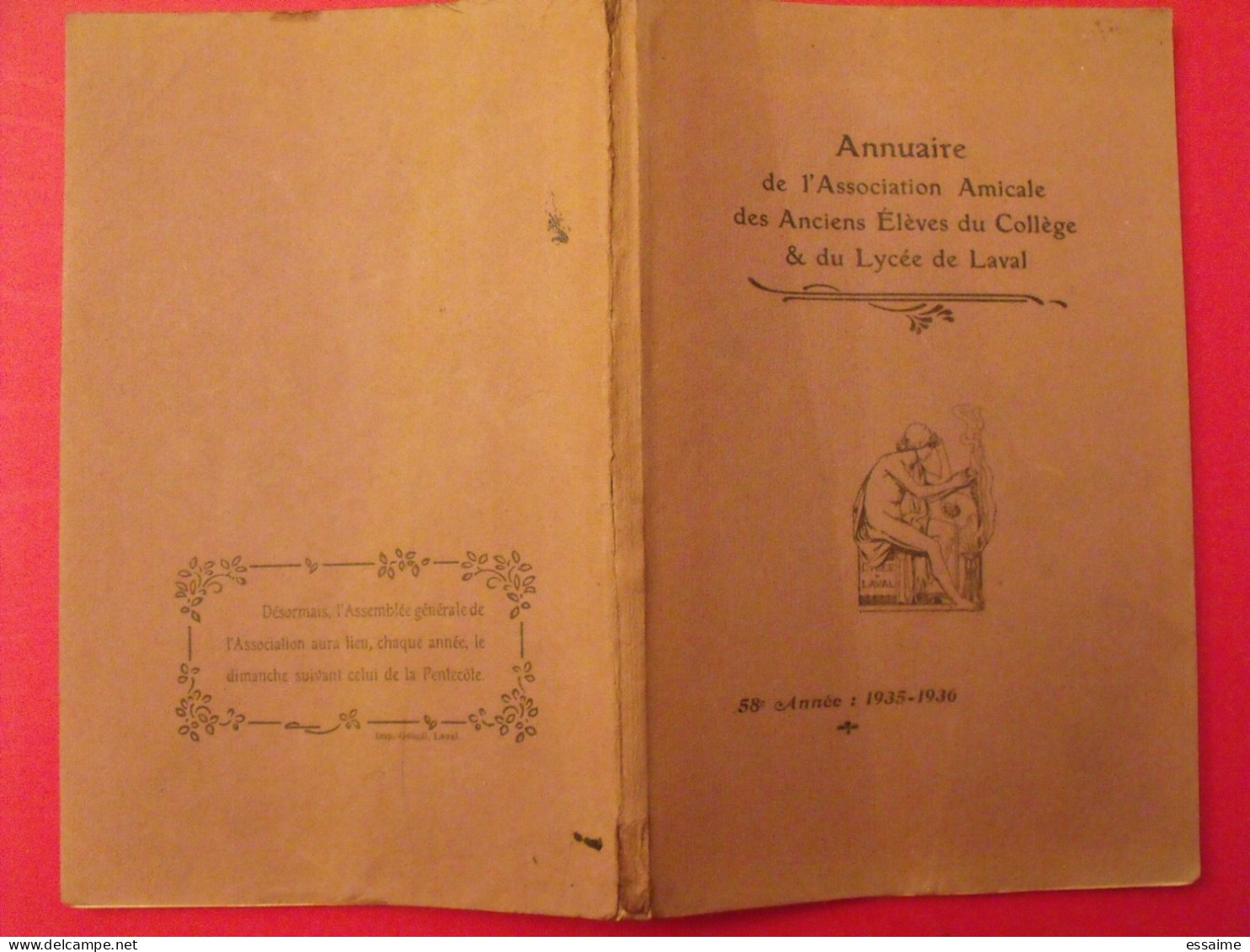 Annuaire De L'association Amicale Des Anciens élèves Du Collège & Du Lycée De Laval. 1935-1936 - Pays De Loire