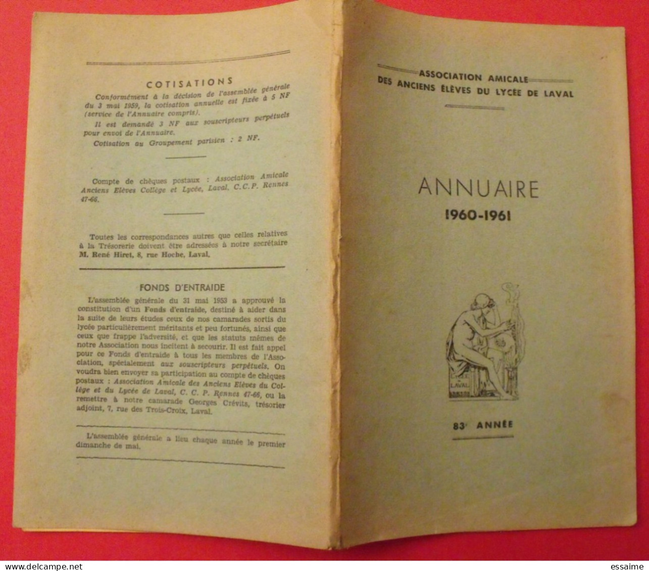 Annuaire De L'association Amicale Des Anciens élèves Du Lycée De Laval. 1960-1961 - Pays De Loire