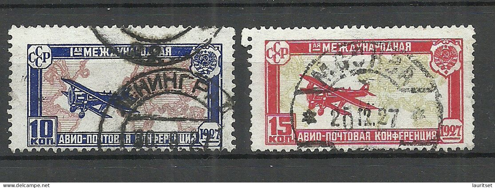 RUSSLAND RUSSIA 1927 Michel 326 - 327 O Air Planes Flugzeuge - Oblitérés