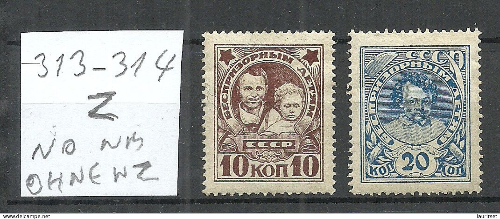 RUSSLAND RUSSIA 1926/1927 Michel 313 - 314 Z (Without Wm/ohne Wz) * - Nuevos