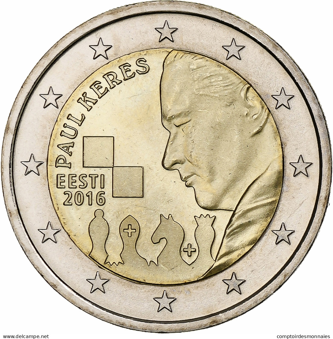 Estonia, 2 Euro, Paul Keres, 2016, SPL, Bi-Metallic, KM:New - Estonie