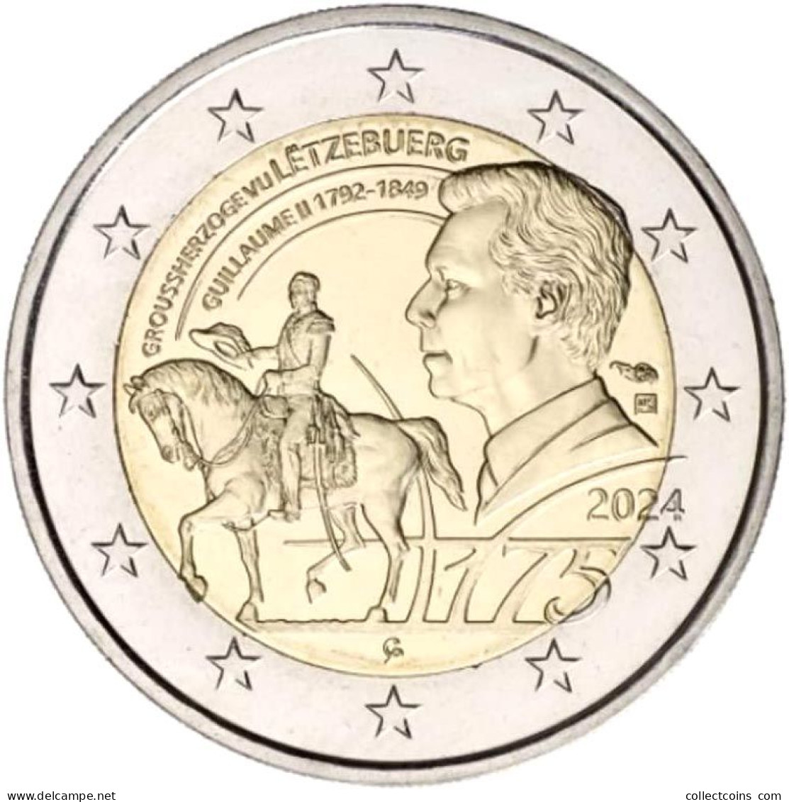 Luxemburg 2 Euro 2024 Guillaume II UNC France Mintmark Luxembourg - Lussemburgo