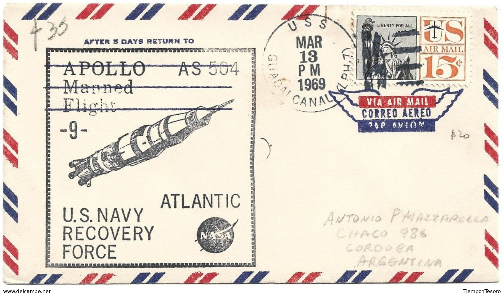 First Day Cover - USA, Apollo Manned Flight, 1969, N°498 - 1961-1970